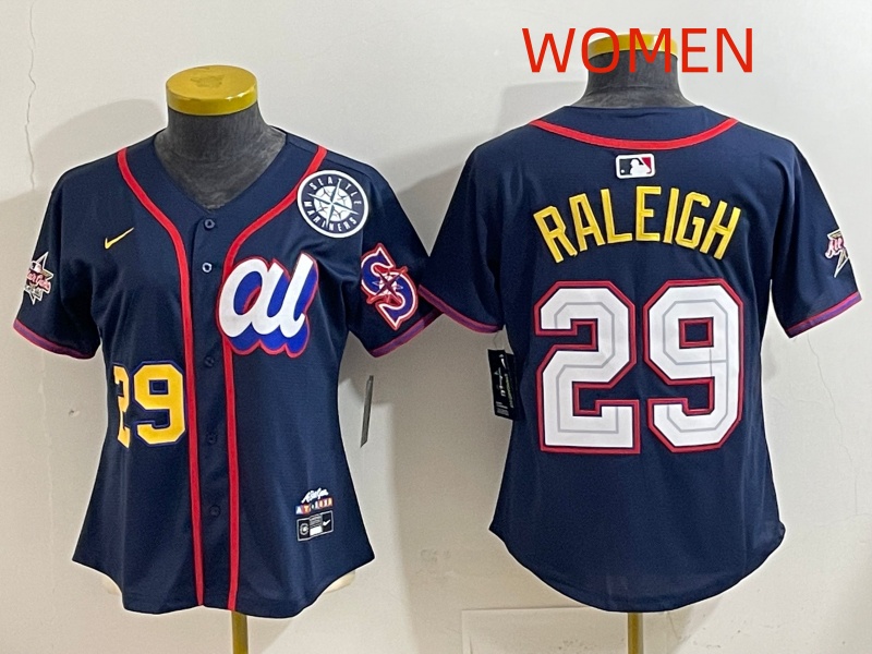 Women 2025 Seattle Mariners #29 Raleigh dark Blue All star Nike MLB Jersey style 001->women mlb jersey->Women Jersey